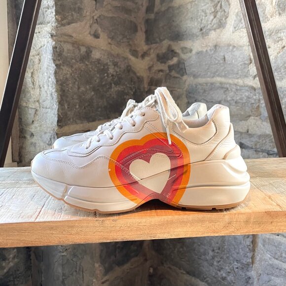 Gucci Ivory Leather Interlocking GG Rhyton Chunky Sneakers - Picture 6 of 12